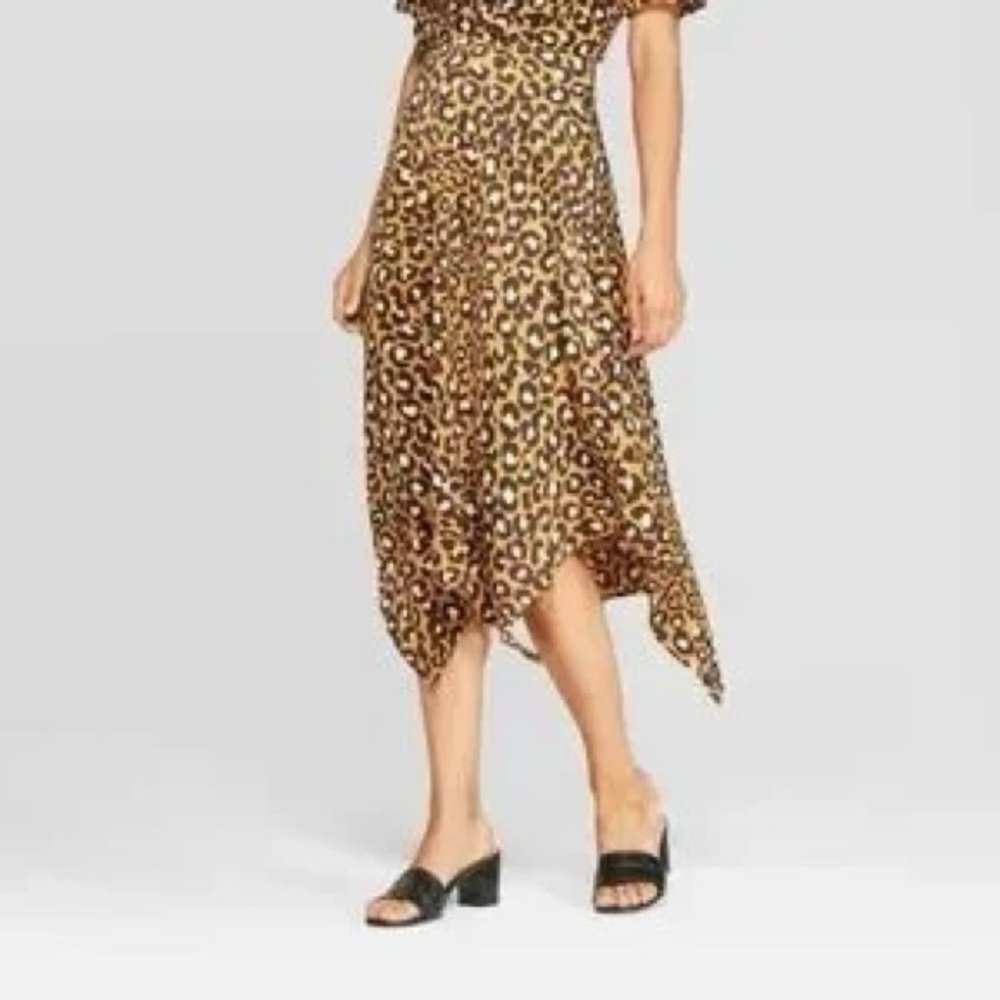 Who What Wear Leopard Midi Skirt